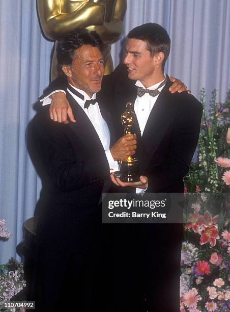 Dustin Hoffman and Tom Cruise during 61st Annual Academy Awards - Pressroom at Shrine Auditorium in Los Angeles, California, United States.