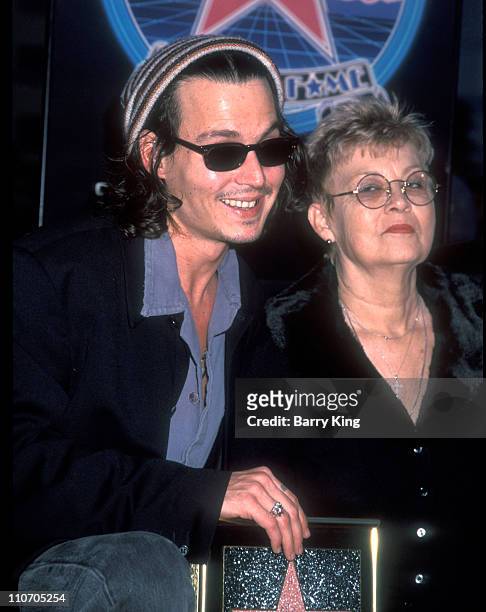 Johnny Depp and mother during Johnny Depp honored with a Star on Hollywood Walk of Fame at Hollywood Boulevard in Hollywood, California, United...