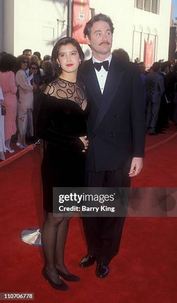 Phoebe Cates and Kevin Kline during 61st Annual Academy Awards - Arrivals at Shrine Auditorium in Los Angeles, California, United States.
