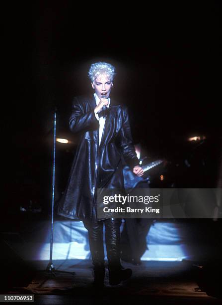 Annie Lennox performing at the Greek Theater in Los Angeles on August 5, 1986