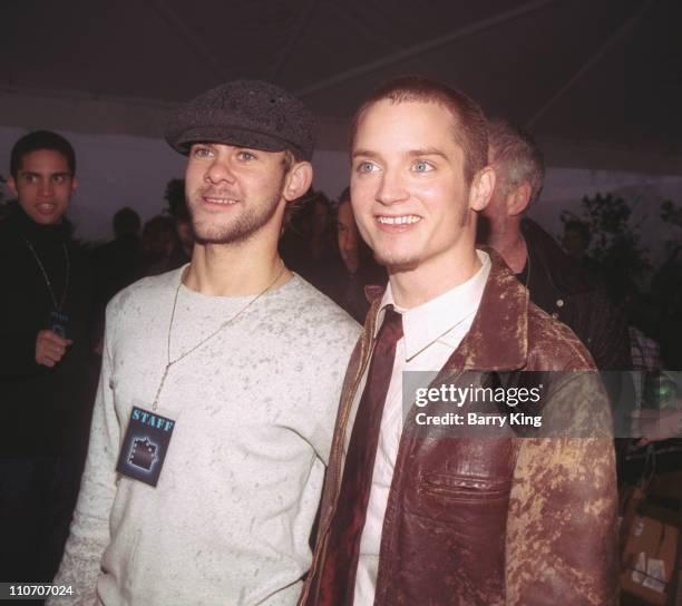 Dominic Monaghan & Elijah Wood during The Launch of the Air New Zealand Lord of the Rings Frodo Plane at LAX in Los Angeles, California, United...