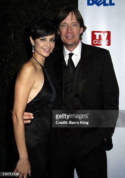 Catherine Bell and Kevin Sorbo during The 56th Annual Primetime Emmy Awards - TV Guide After Party at TV Guide Central in West Hollywood, California,...