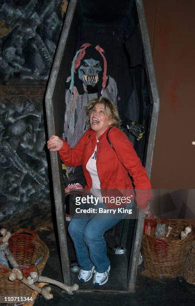 Judi Evans in the "Lore Of The Vampire" Maze during "Days Of Our Lives" Stars Visit Knott's Berry Farms "Halloween Haunt" at Knott's Berry Farm in...