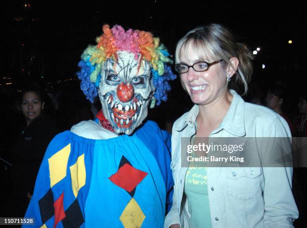 Arianne Zuker in "Carnivorous Clown" Maze during "Days Of Our Lives" Stars Visit Knott's Berry Farms "Halloween Haunt" at Knott's Berry Farm in Buena...