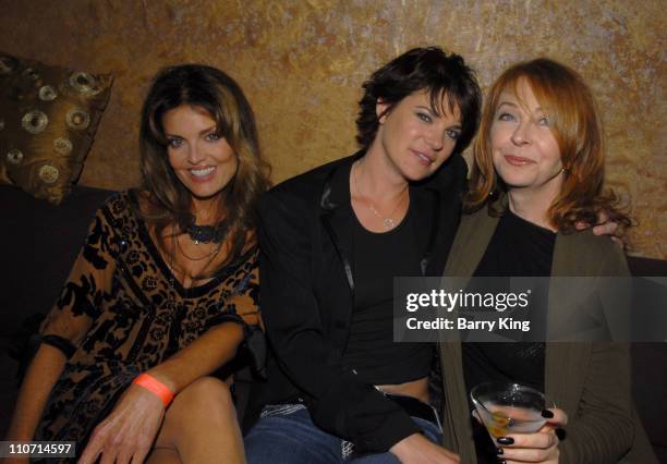 Actress Tracy Scoggins, actress Michelle Wolff and actress Cassandra Peterson attend the "Dante's Cove" Season Three after party held at Eleven...