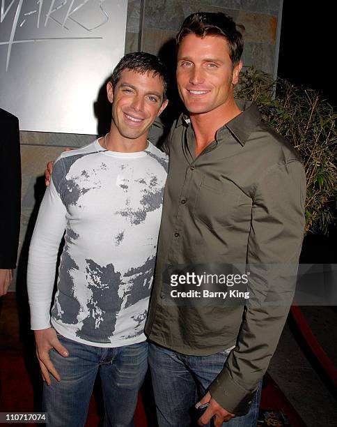 Actor David Moretti and actor Reichen Lehmkuhl attend the Marks Restaurant 20th Anniversary Party held at Marks on March 26, 2008 in West Hollywood,...
