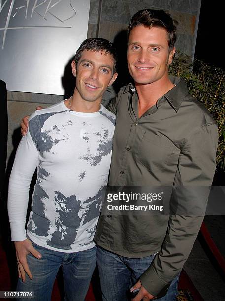 Actor David Moretti and actor Reichen Lehmkuhl attend the Marks Restaurant 20th Anniversary Party held at Marks on March 26, 2008 in West Hollywood,...