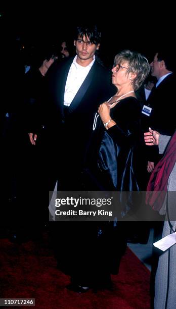 Johnny Depp and mother during "Nick of Time" Premiere at The Academy in Beverly Hills, California, United States.