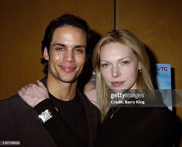 Matt Cedeno and Laura Prepon during Oxygen Premiere of Their Original Feature "Romancing the Bride" - Arrivals and Inside at Global Cuisine at the...