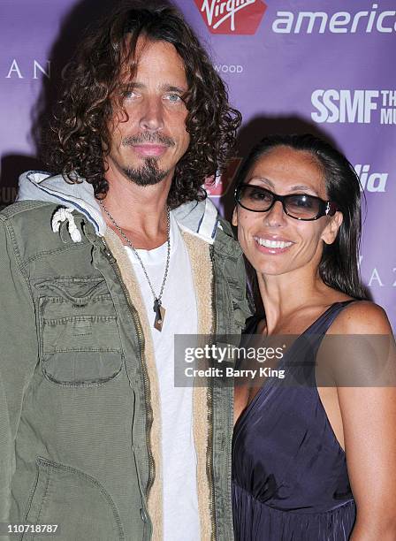 Musician Chris Cornell and wife Vicky Cornell attend the 2009 Sunset Strip Music Festival Virgin America After Party held at Andaz Hotel on September...