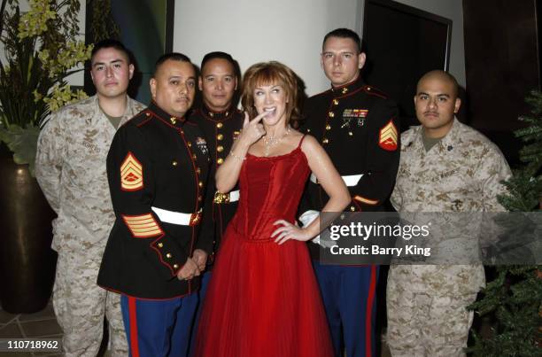 Kathy Griffin with Marines during Kathy Griffin's 2005 "Toys for Tots" Christmas Bash at Private Residence in Los Angeles, California, United States.