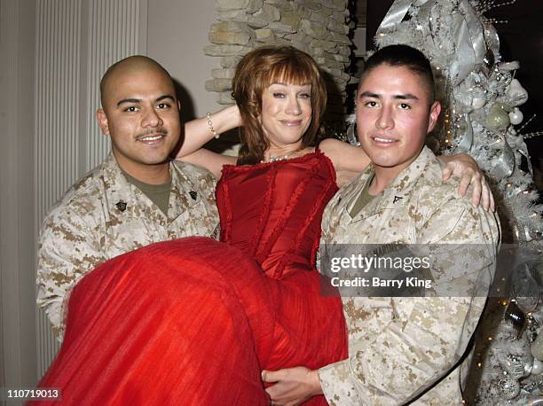 Kathy Griffin with Marines during Kathy Griffin's 2005 "Toys for Tots" Christmas Bash at Private Residence in Los Angeles, California, United States.