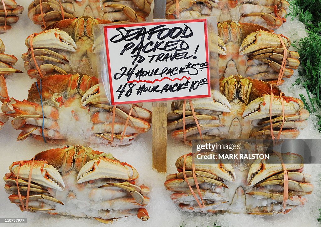 Crabs for sale at the Pike Place Fish ma