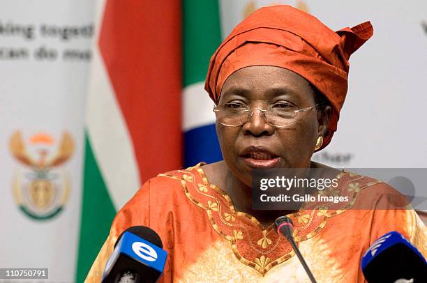 South African Minister of Home Affairs Nkosazana Dlamini-Zuma addresses the media on March 22, 2011 in Cape Town, South Africa. Parliament has...