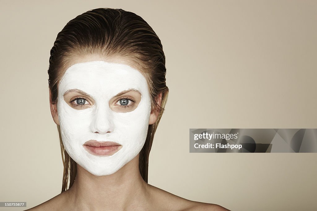 Woman wearing a face pack