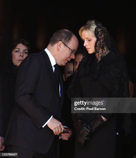 Prince Albert II of Monaco, Princess Caroline of Hanover, Princess Stephanie of Monaco and Charlene Wittstock attend Princess Melanie-Antoinette...