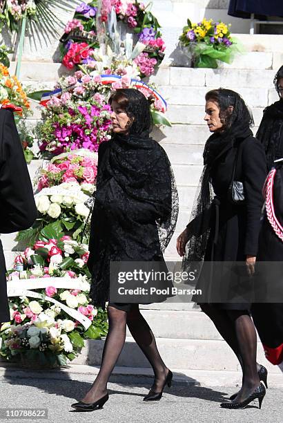 Princess Caroline of Hanover and Princess Stephanie of Monaco attend Princess Melanie-Antoinette Funeral at Cathedrale Notre-Dame-Immaculee de Monaco...