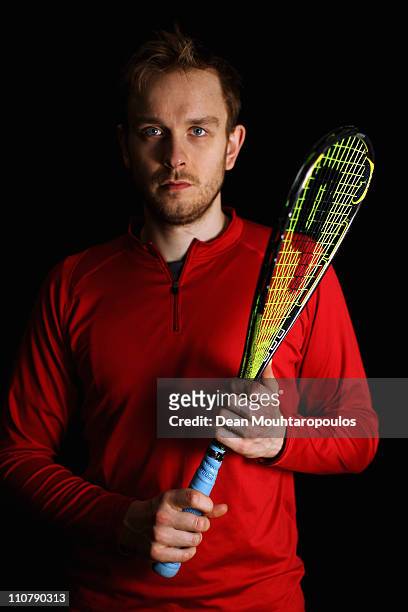 James Willstrop of England poses prior to his Semi Final match against Peter Barker of England at the ISS Canary Wharf Squash Classic at East Winter...