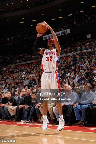 Detroit Pistons shooting guard Richard Hamilton goes for a jump shot during a game against the Miami Heat on March 23, 2011 at The Palace of Auburn...