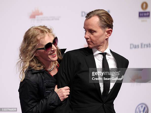 Singer Annette Humpe ans Max Raabe arrive for the Echo award 2011 at Palais am Funkturm on March 24, 2011 in Berlin, Germany.