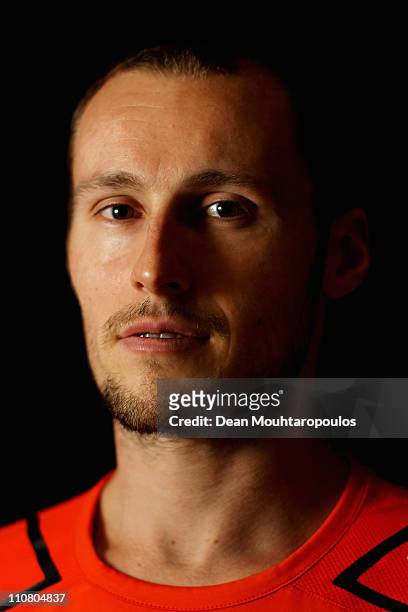 Gregory Gaultier of France poses prior to his Semi Final match against Nick Matthew of England at the ISS Canary Wharf Squash Classic at East Winter...