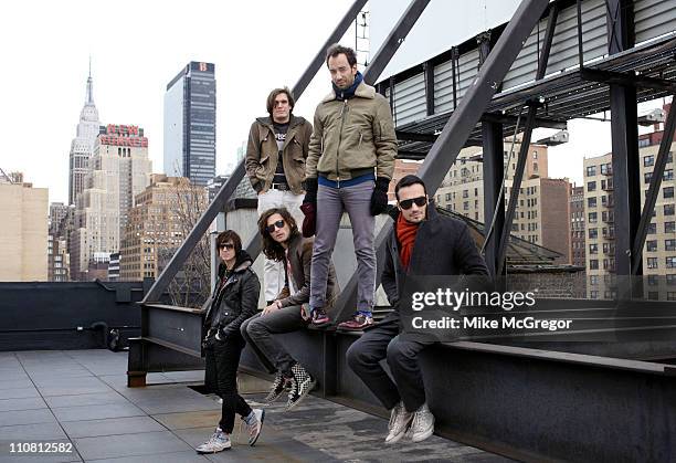 The Strokes are photographed for The Observer Magazine UK on February 9, 2011 in New York City.