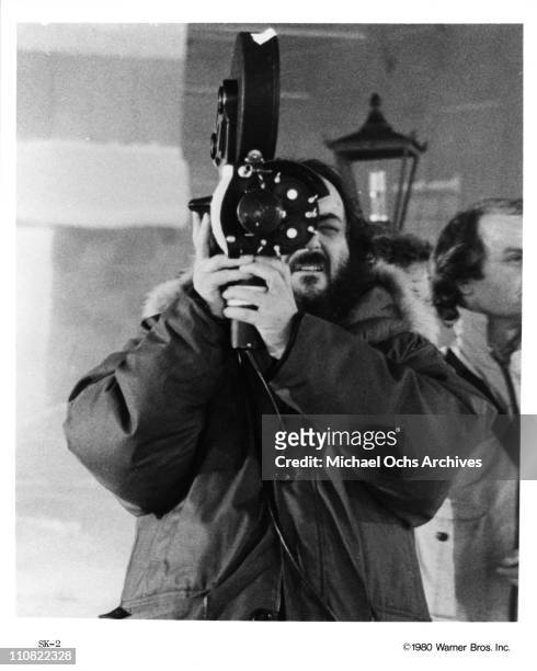 Director Stanley Kubrick on the set of the Warner Bros movie 'The Shining' in 1980 at Elstree Studios in Borehamwood, Hertfordshire, England.