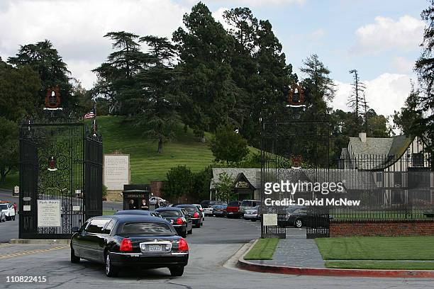 Family and friends leave Elizabeth Taylor's private funeral service held at Glendale Forest Lawn Memorial Park on March 24, 2011 in Glendale,...
