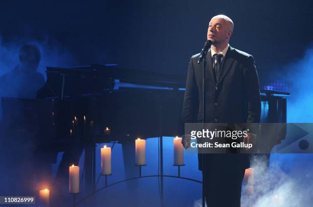 Bernd Heinrich Graf of the German band "Unheilig" performs at the Echo Awards 2011 at Palais am Funkturm on March 24, 2011 in Berlin, Germany.