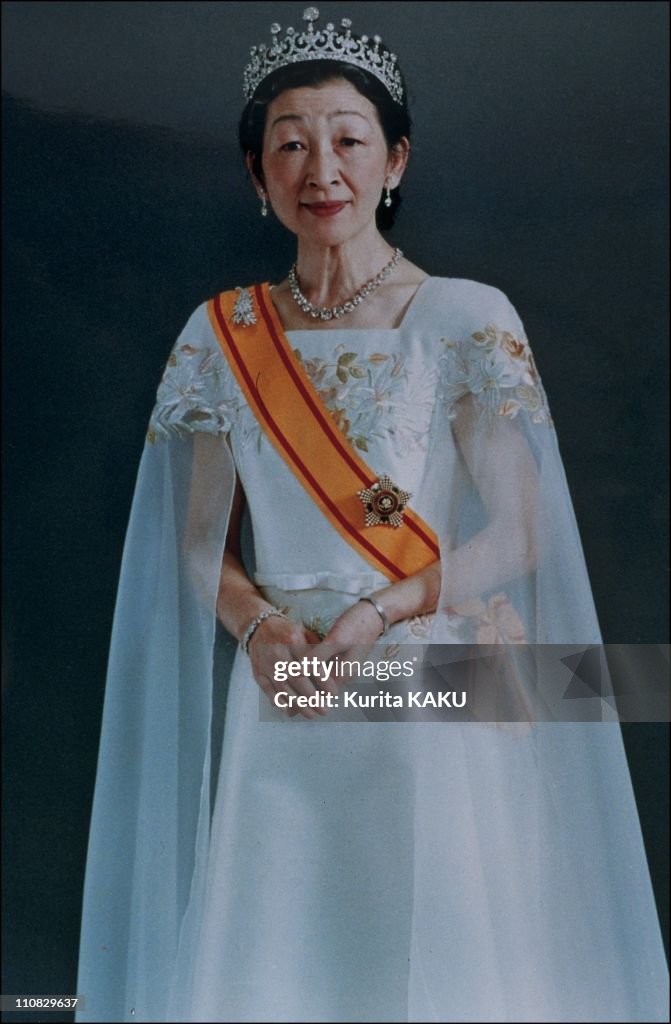 Emperor Akihito And Empress Michiko In Traditional Dress In Japan On November 08, 1990.