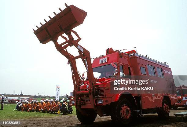 Japan Is Preparing For The Big Earthquake In Japan In June, 1993 - Firemen training.