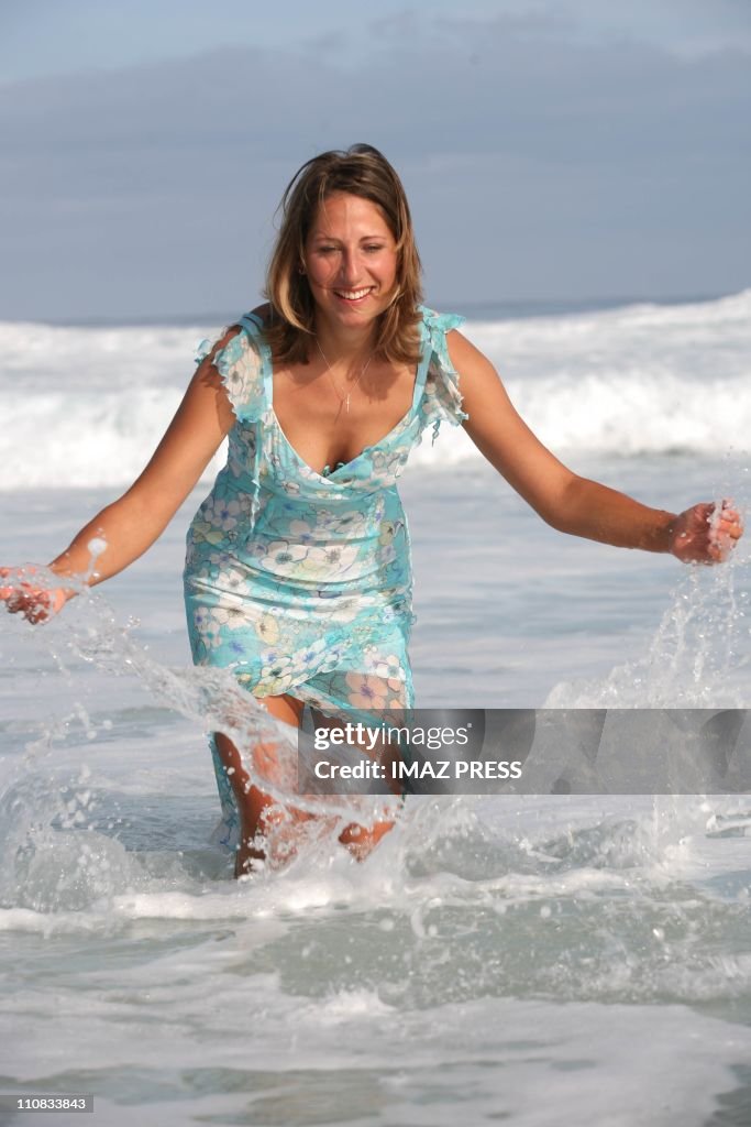 Maud Fontenoy Poses For A Photoshoot Session On The Beach Of Boucan Canot In France On March 16, 2007.