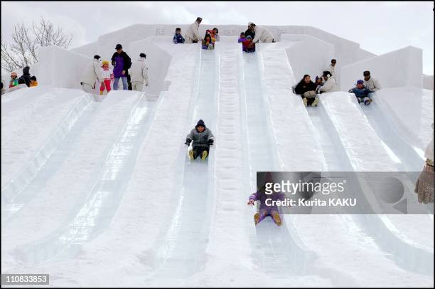 52Nd Sapporo Snow Festival In Japan On February 07, 2001 - Radial Slides at Makomanai .