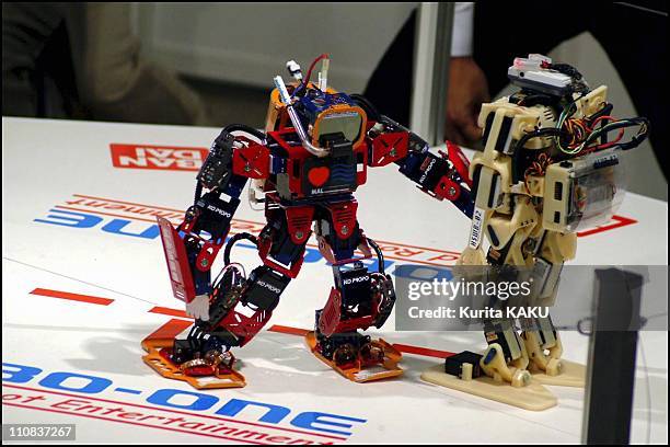 International Robot Exhibition In Tokyo, Japan On November 22, 2003 Robo-One biped robot entertainment - Fighting robot contest in Tokyo.