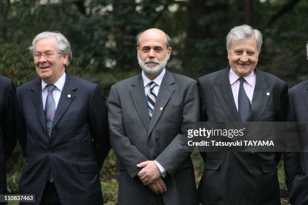 Finance Ministers' And Central Bank Governors' Meeting In Tokyo, Japan On February 09, 2008 - British Central Bank Governor Mervyn King, left, U.S -...