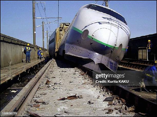 Earthquake In Niigata, Japan On October 24, 2004 - Joetsu Shinkansen toki that derailed near Nagaoka.