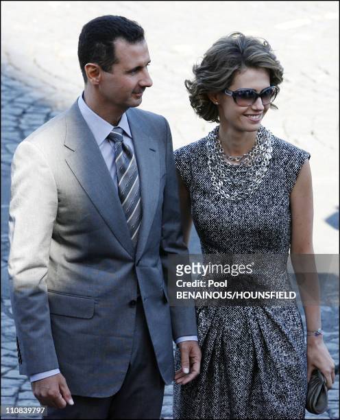 Bastille Day Parade In Paris, France On July 14, 2008 - Bashar Al-Assad and wife Asma.