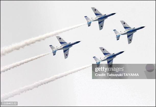 Japanese Prime Minister Junichiro Koizumi Reviews Members Of The Japan Air Self-Defense Force In Ibaraki, Japan On October 30, 2005 - Japanese Prime...