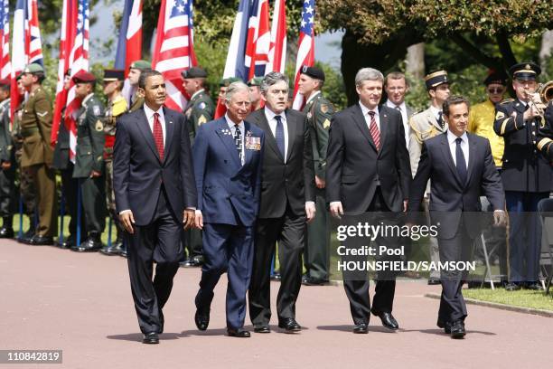 Day Commemorations At The Us Military Cemetery Of Colleville-Sur-Mer In France On June 06, 2009 - US President Barack Obama, HRH Prince Charles of...