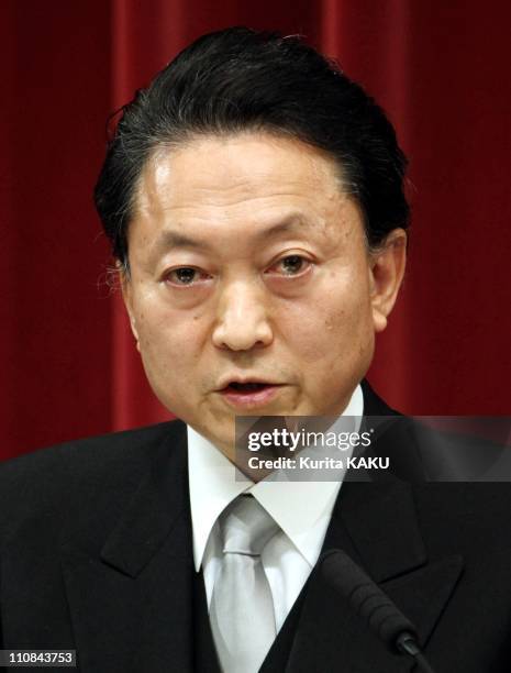 Japan'S Prime Minister Yukio Hatoyama Holds Press Conference In Tokyo, Japan On January 04, 2010 - Yukio Hatoyama, Japanese prime minister, speaks...