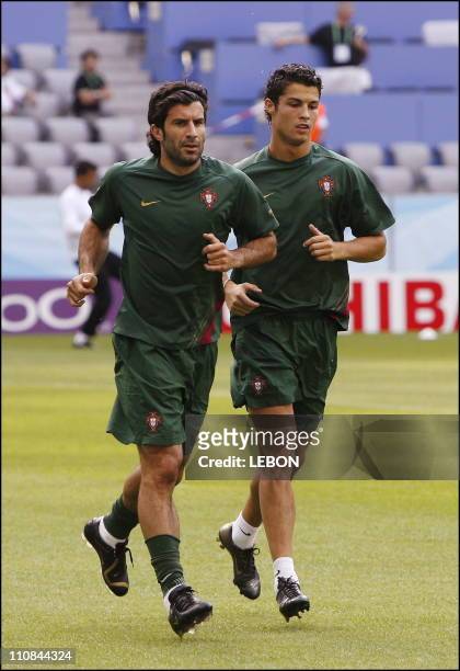 Training French And Portuguese Teams In Munchen Stadium For Fifa World Cup Germany 2006 Before Semi Final In Munich, Germany On July 04,2006 - Luis...