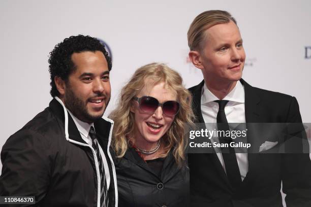 Singers Adel Tawil, Annette Humpe and Max Raabe attend the Echo Awards 2011 at Palais am Funkturm on March 24, 2011 in Berlin, Germany.