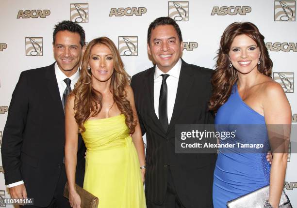 Omar Germenos, Azucena Cierco, Daniel Sarcos and Rashel Diaz attend the 19th Annual ASCAP Latin Music Awards at Ritz Carlton South Beach on March 24,...