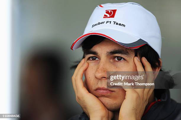 Sergio Perez of Mexico and Sauber F1 prepares to drive during practice for the Australian Formula One Grand Prix at the Albert Park Circuit on March...