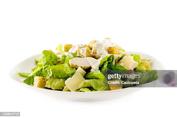 salada caesar de frango - side salad - fotografias e filmes do acervo