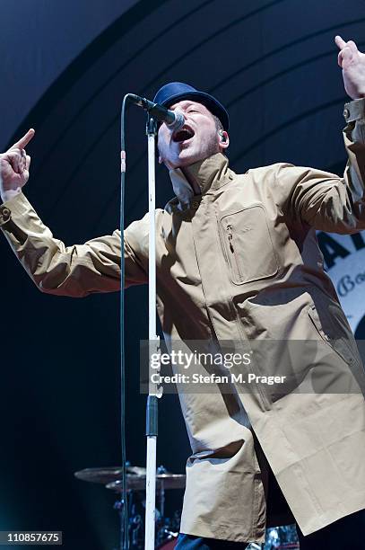 Arnim Teutoburg-Weiss of Beatsteaks performs on stage at Olympiahalle on March 24, 2011 in Munich, Germany.