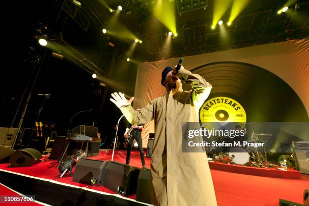 Arnim Teutoburg-Weiss of Beatsteaks performs on stage at Olympiahalle on March 24, 2011 in Munich, Germany.