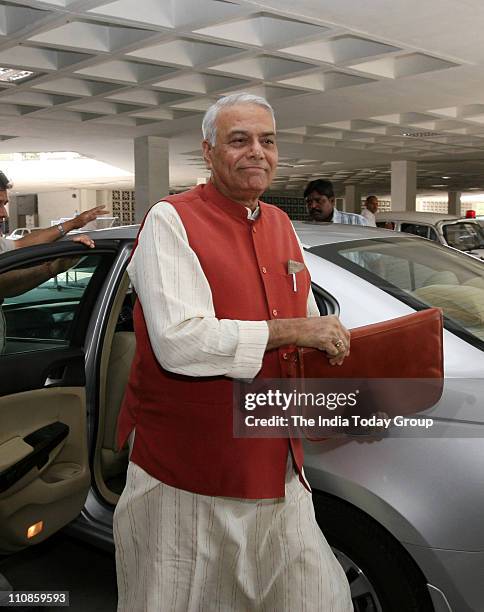 Leader Yashwant Sinha at JPC meeting in New Delhi on Thursday, March 24 2011.