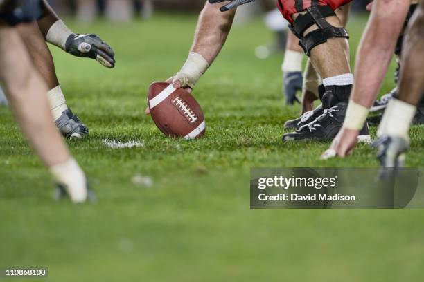 american football line of scrimmage. - football americain stock pictures, royalty-free photos & images