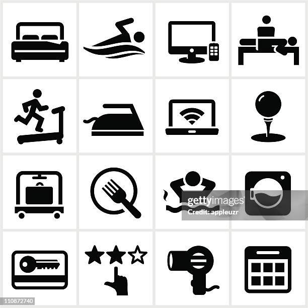 schwarz hotel icons - whirlpool stock-grafiken, -clipart, -cartoons und -symbole